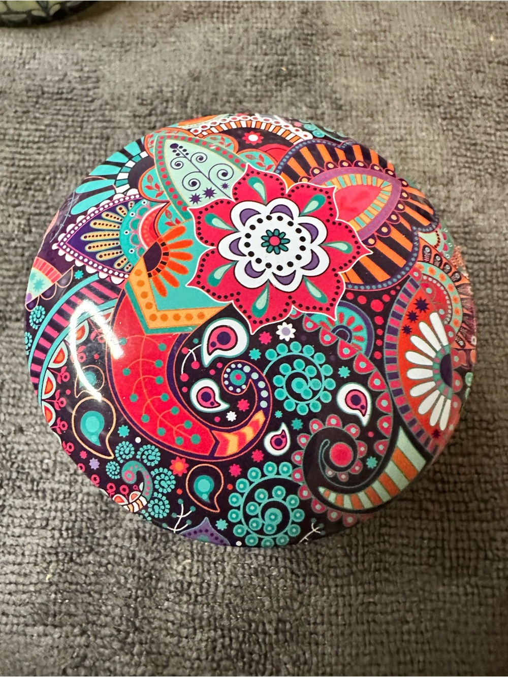 Colorful Paisley Round Tin
